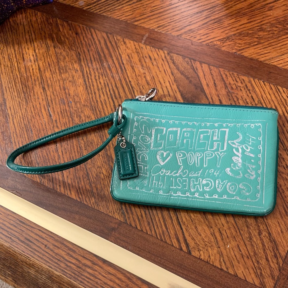 Teal Coach Wristlet